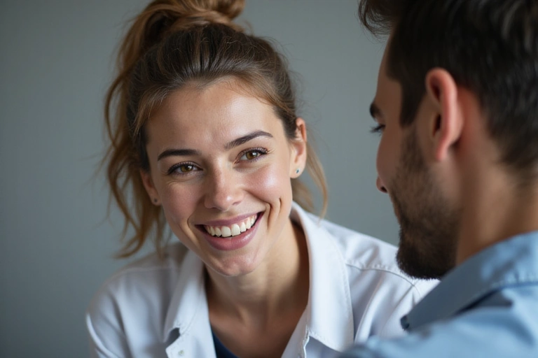 A nutritionist actively listening to a client during a consultation, demonstrating empathy and a client-centered approach.